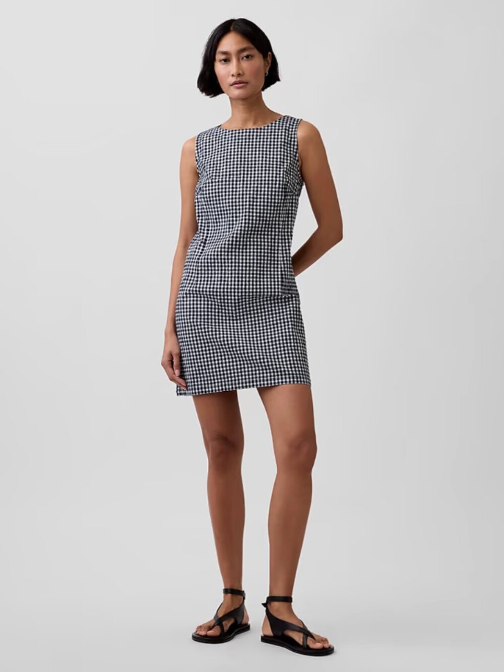 Doen X Gap Gingham Denim Shift Mini Dress